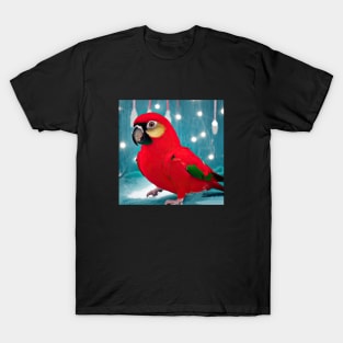 Red Macaw Parrot Christmas Lights T-Shirt